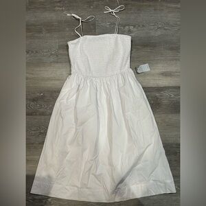 Astr White Midi Dress with Smocked Bodice
